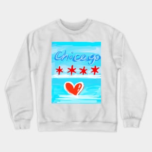 Chicago Flag & Heart Crewneck Sweatshirt